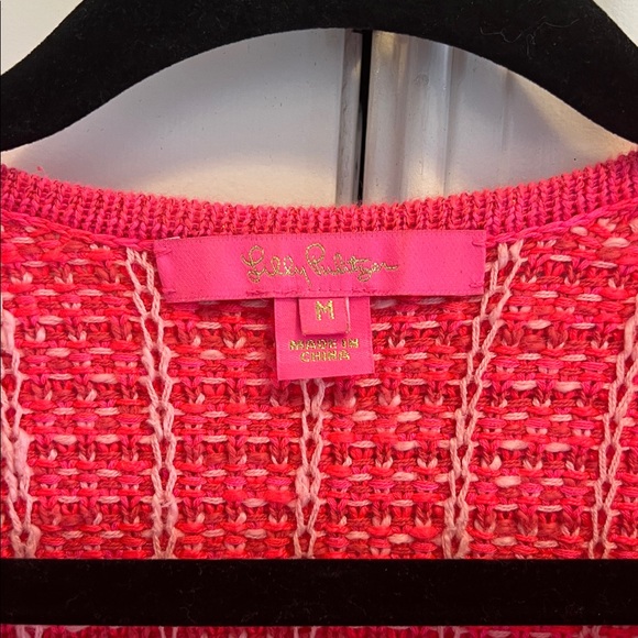 Lilly Pulitzer Vibrant Pink/coral Simora Fringe Cardigen Jacket M - Picture 2 of 5